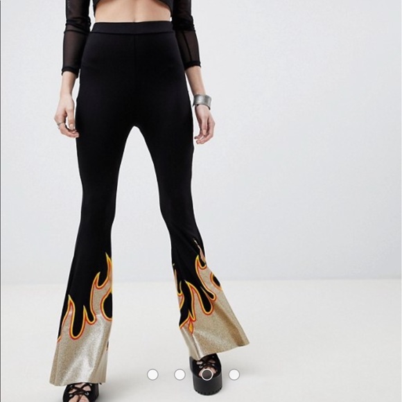 black glitter flares